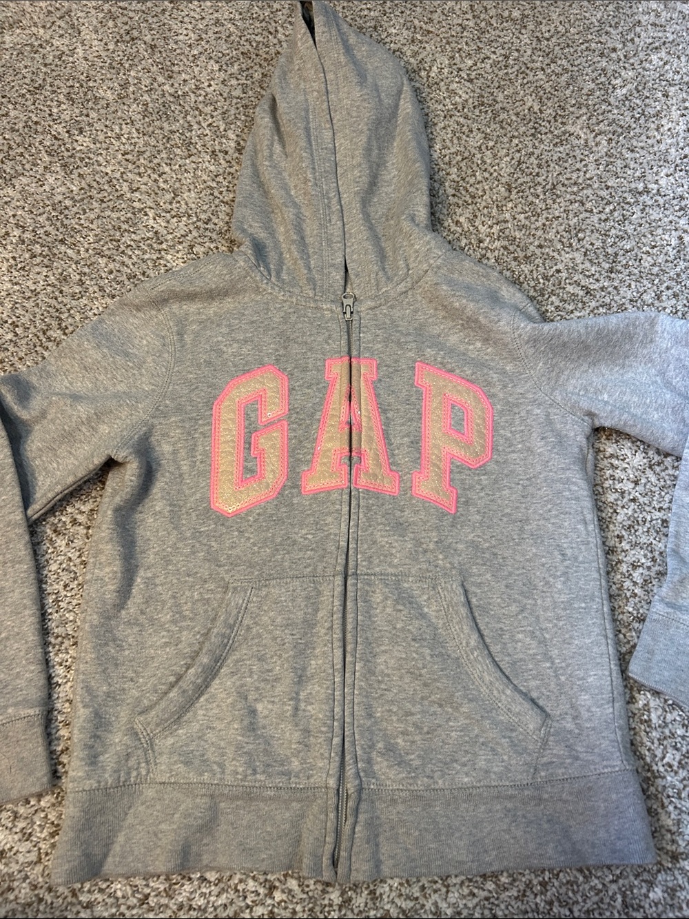 GAP Gray Hoodie with Pink Lettering